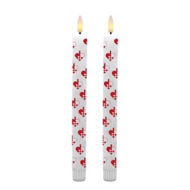 LED Kronelys 3D-flamme med Hjerter, 2 stk.